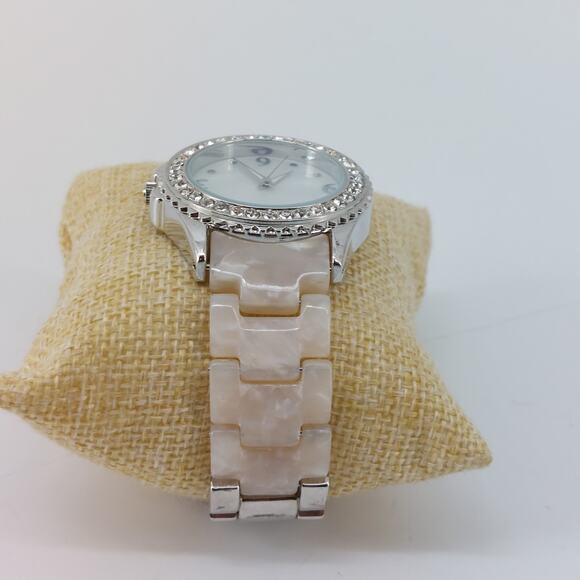 Women's Analog Wristwatch Rhinestone Pearled Plastic - Picture 4 of 9